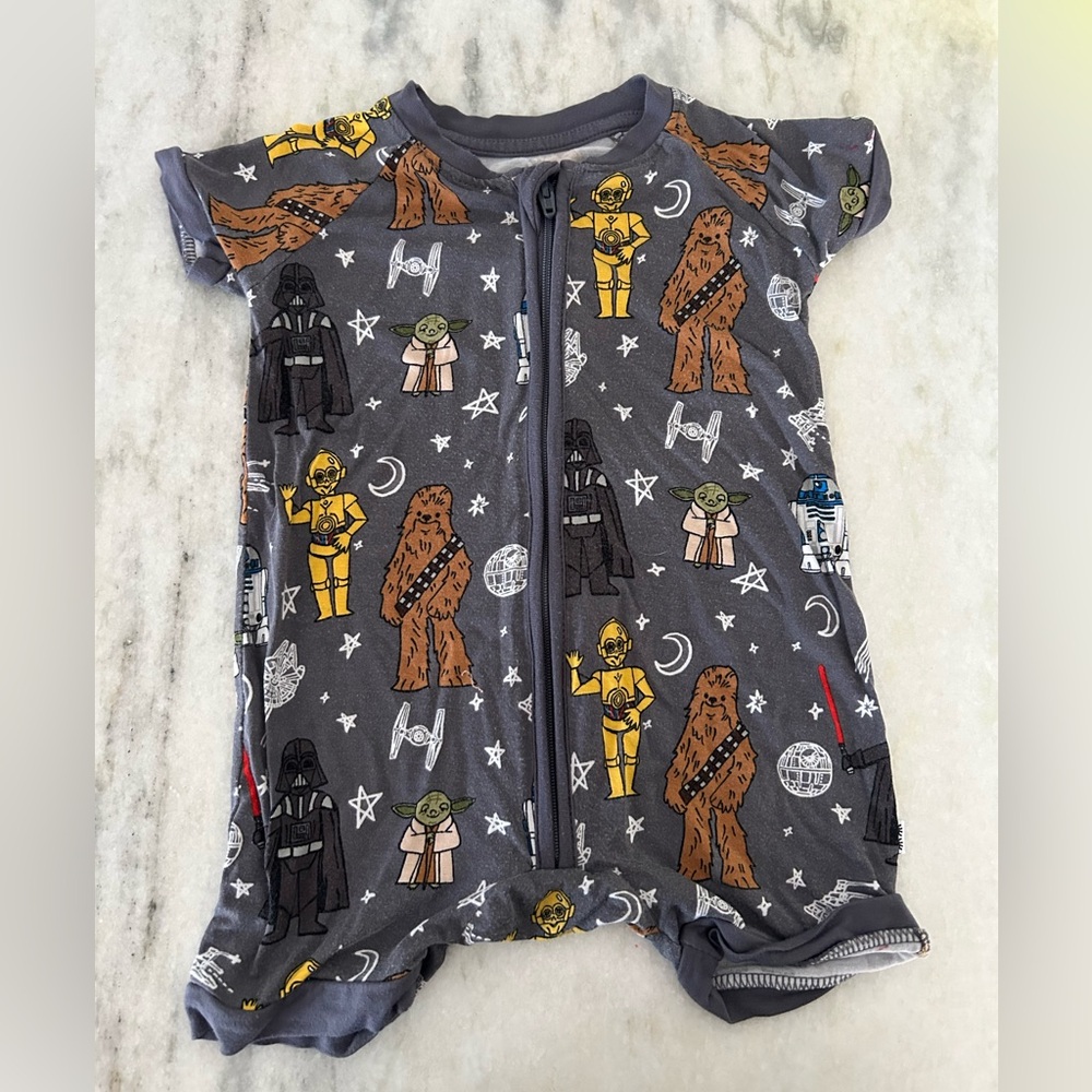 Little Sleepies Star Wars Gray short romper zippy